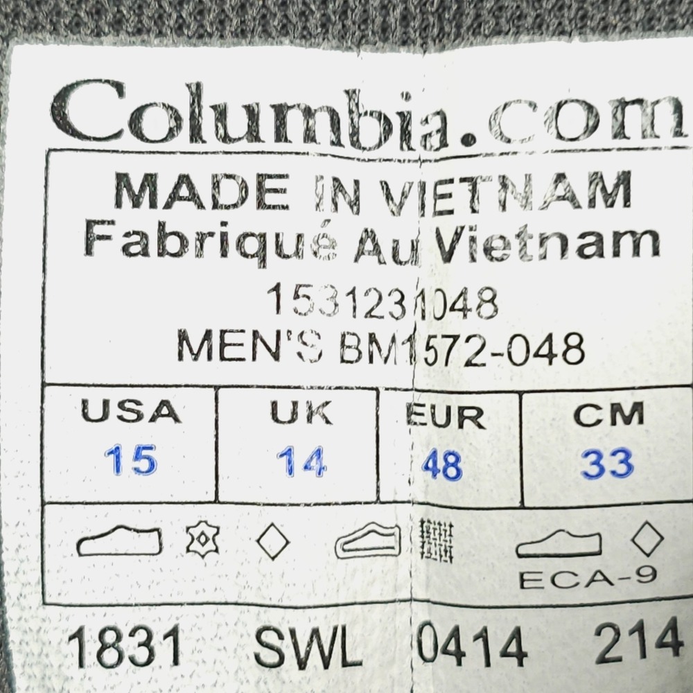 Columbia Bugaboot III Boots Men Size 15 Gray Waterproof 200 G Insulated - Picture 15 of 15